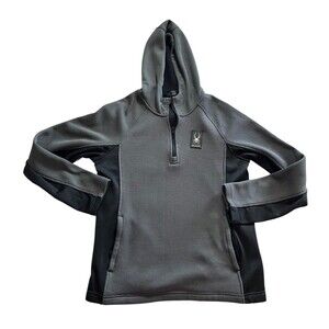 Spyder Speed Sweater Men's Medium Stretch Hooded Waffle Fleece Charcoal Gray